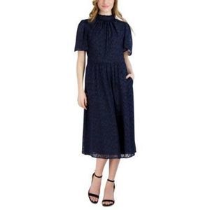 julia jordan Womens Jacquard Flutter-Sleev Navy 6